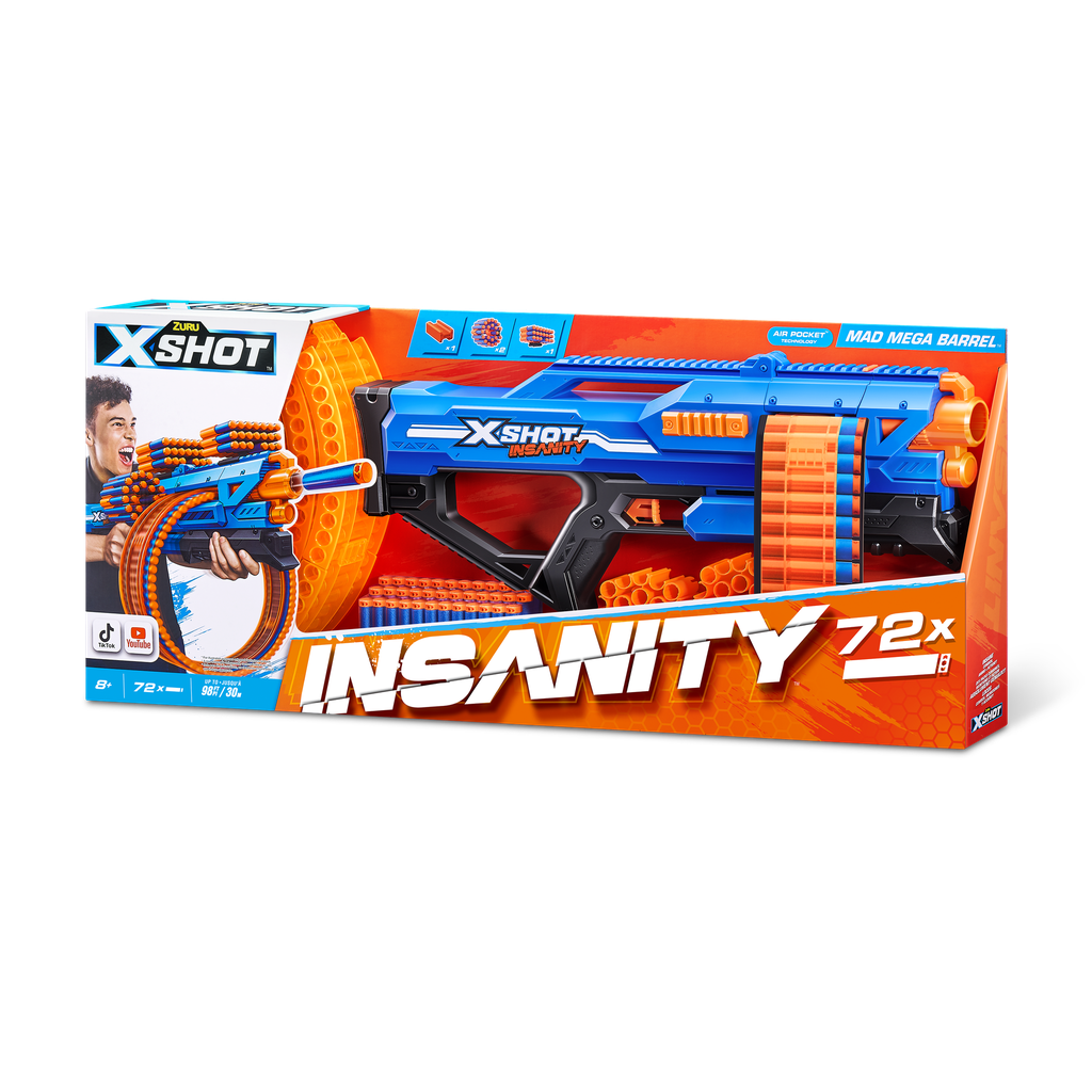 X-Shot Insanity Mad Mega Barrel (72 Darts) by ZURU