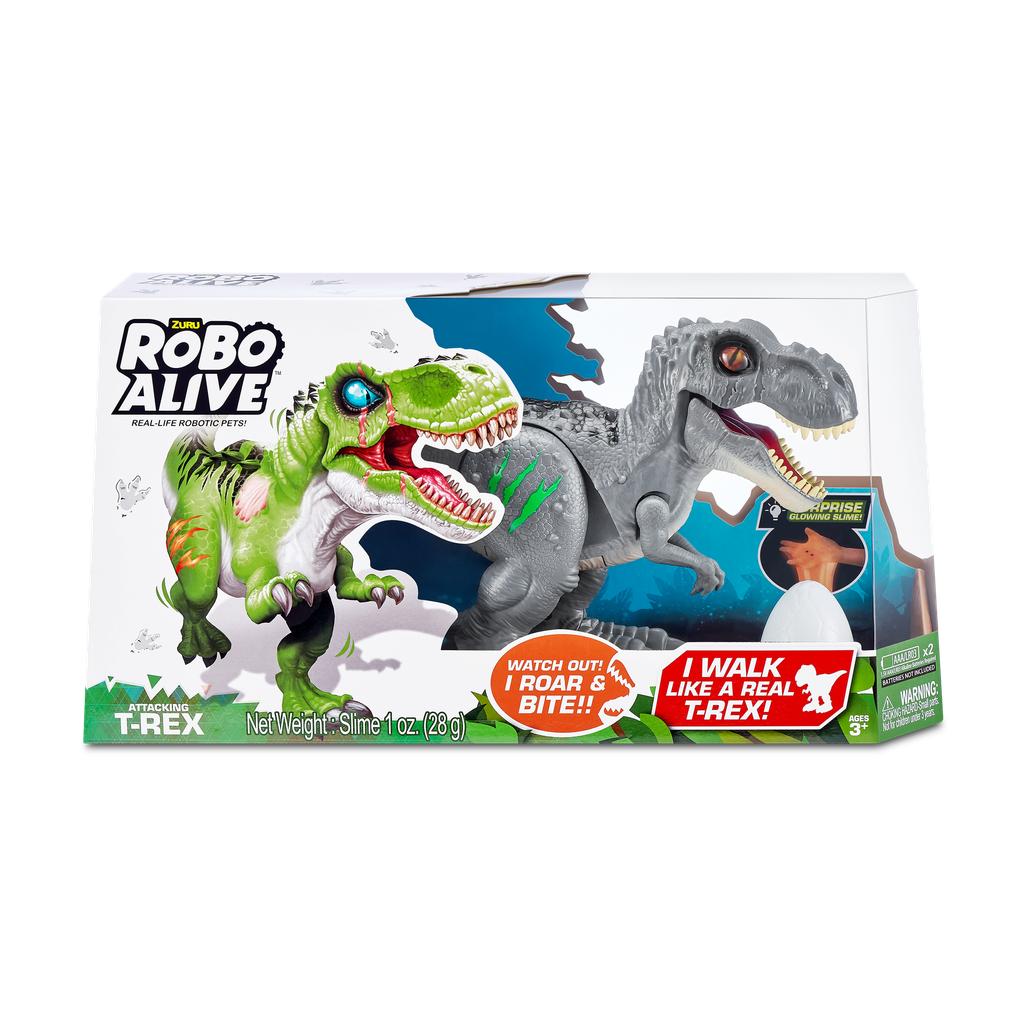 ROBO ALIVE-STD-T-REX GREY,S2,WINDOW BOX,6PC