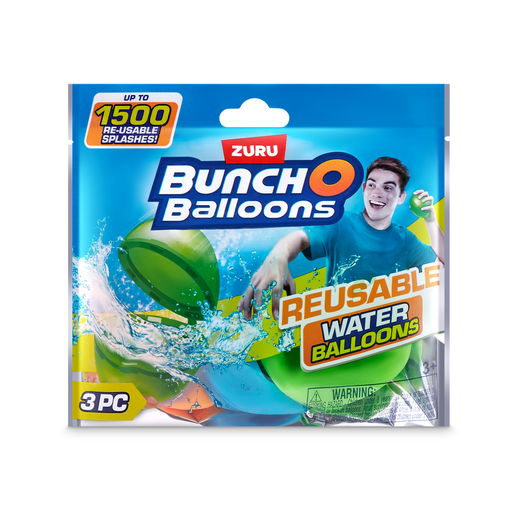 BUNCH O BALLOONS-Reusable Water Balloons 3PK Foilbag