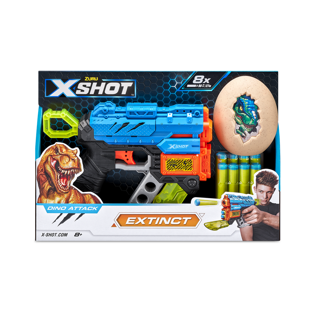 X-Shot Dino Attack Dino Extinct Foam Dart Blaster (8 Darts, 1 Eggs)