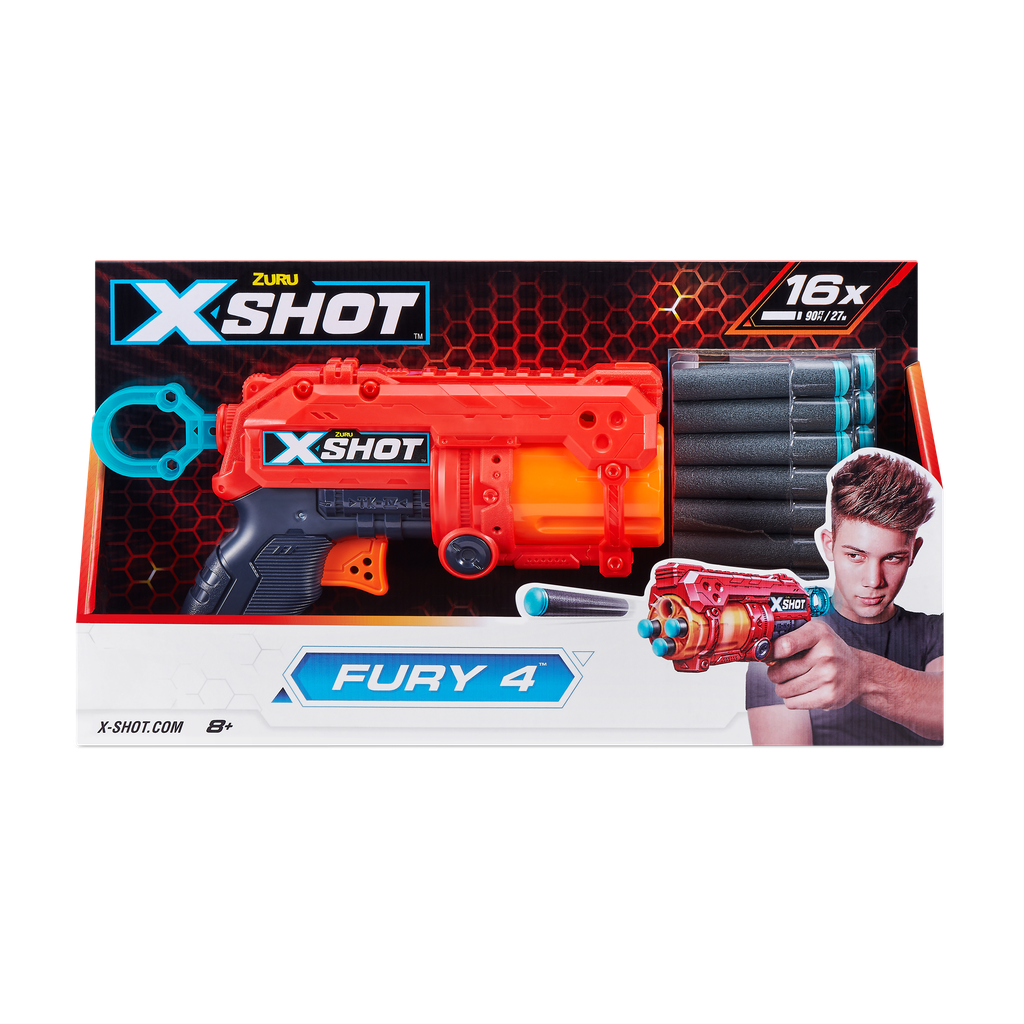 x-shot excel fury 4 foam dart blaster (16 darts)