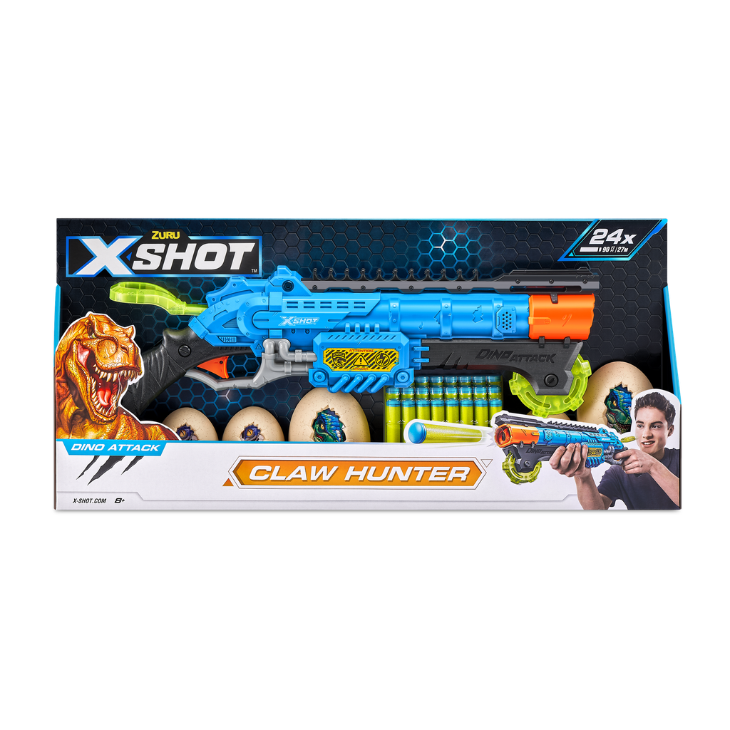 X-Shot Dino Attack Claw Hunter Foam Dart Blaster (24 Darts, 6 Eggs)