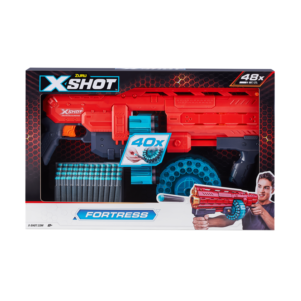 X-Shot Excel Fortress 40-Dart Capacity Barrel Foam Dart Blaster (48 Darts)