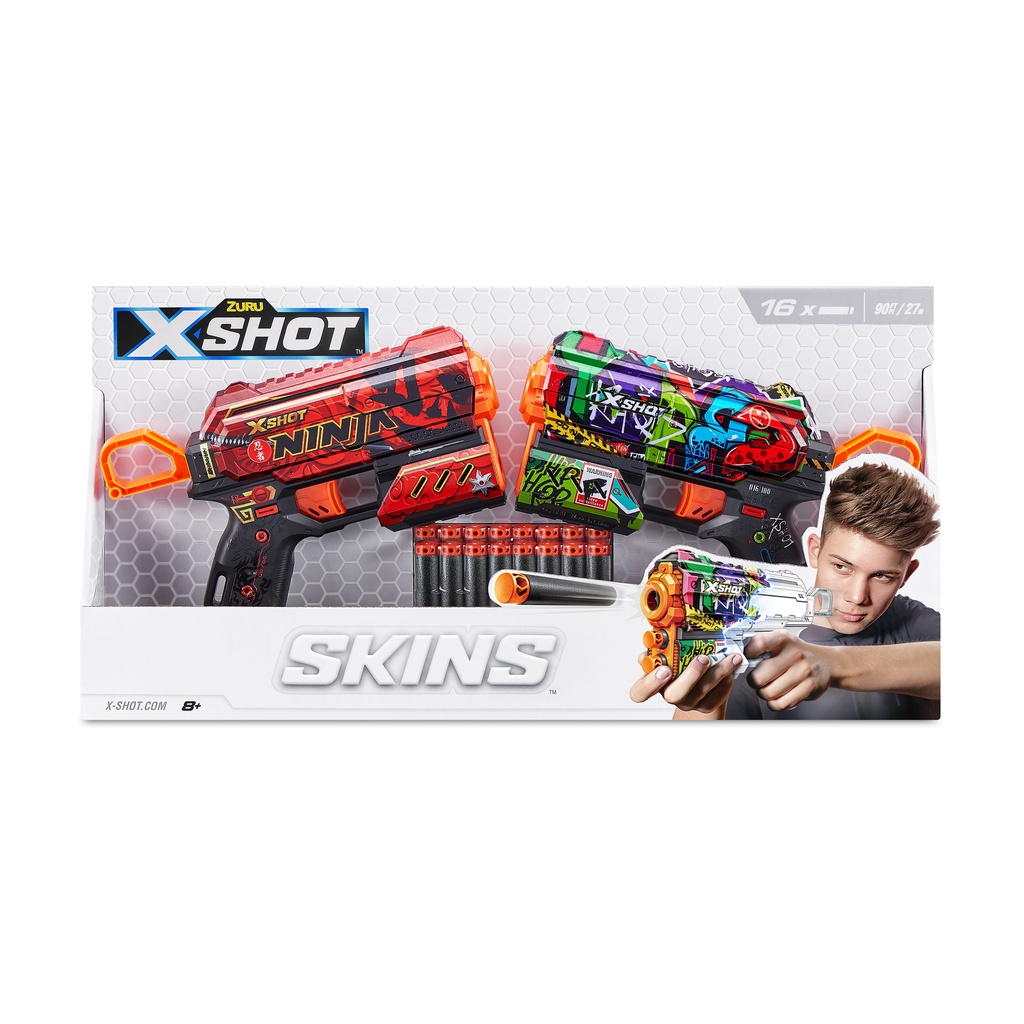 X-Shot Skins Flux Dart Blaster 2 Pack (16 Darts)