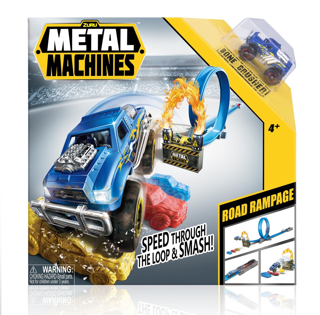 Metal Machines Road Rampage Building Trackset with Mini Racing Car 