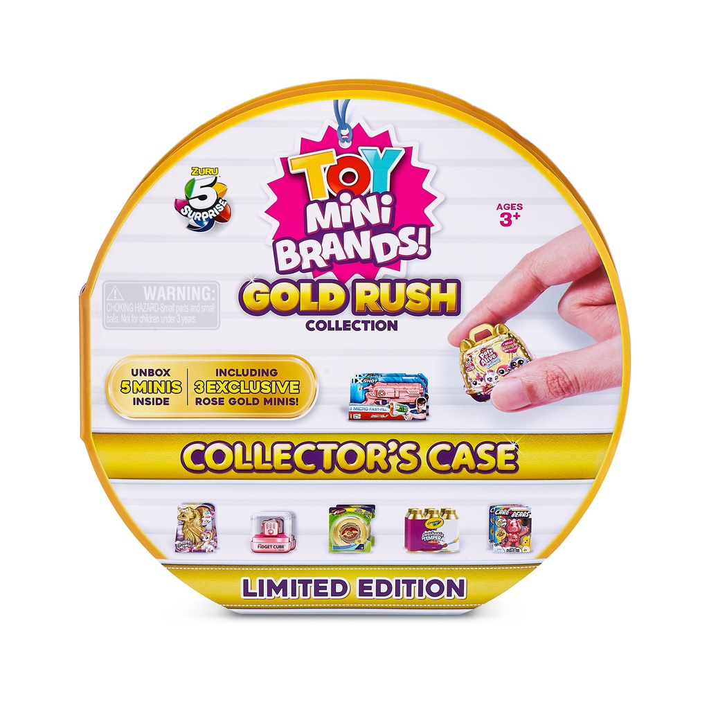 5 Surprise Toy Mini Brands Gold Rush Limited Edition Collectors Case with 5 Exclusive Minis