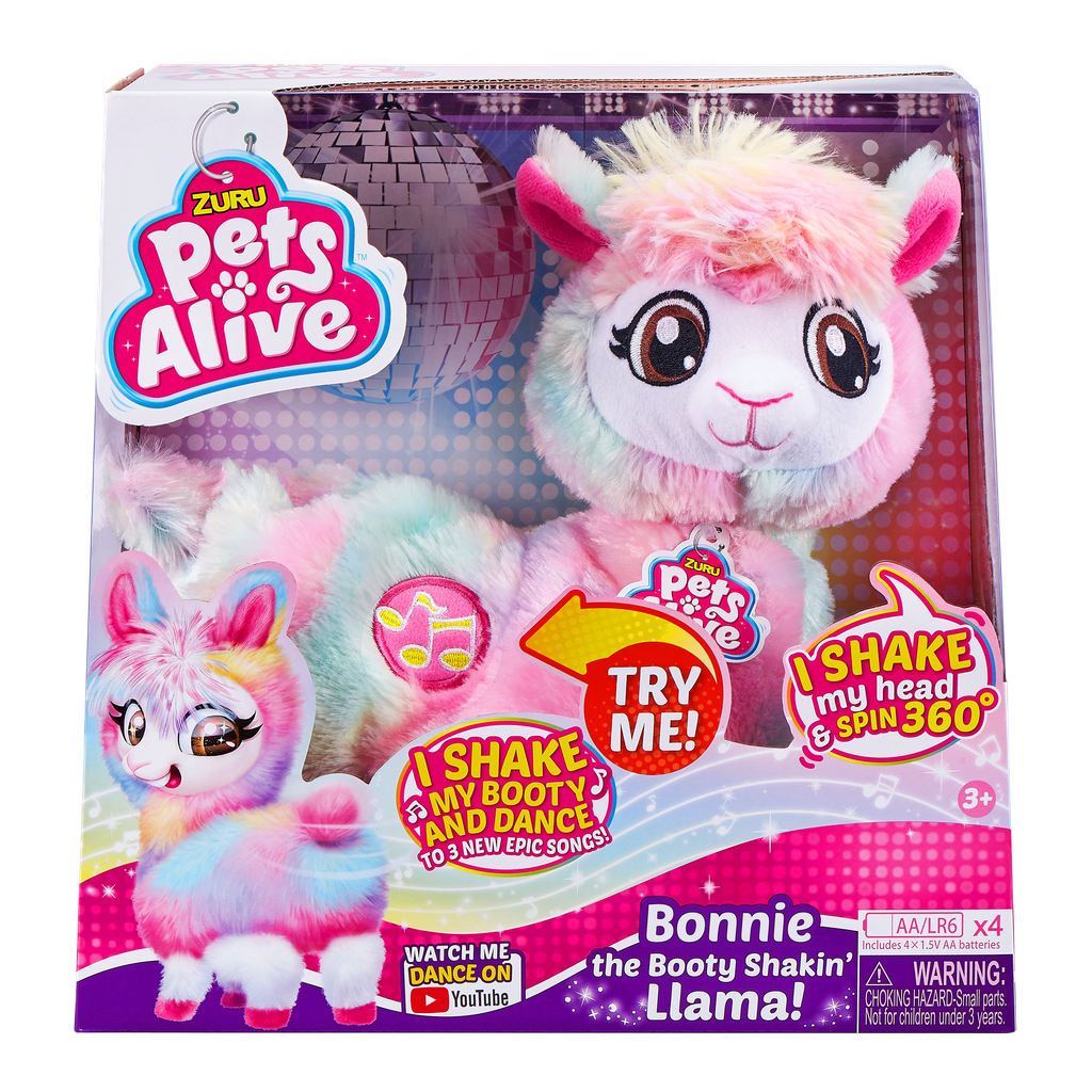 Pets Alive Rainbow Bonnie the Booty Shakin Llama Battery-Powered Dancing Robotic Toy