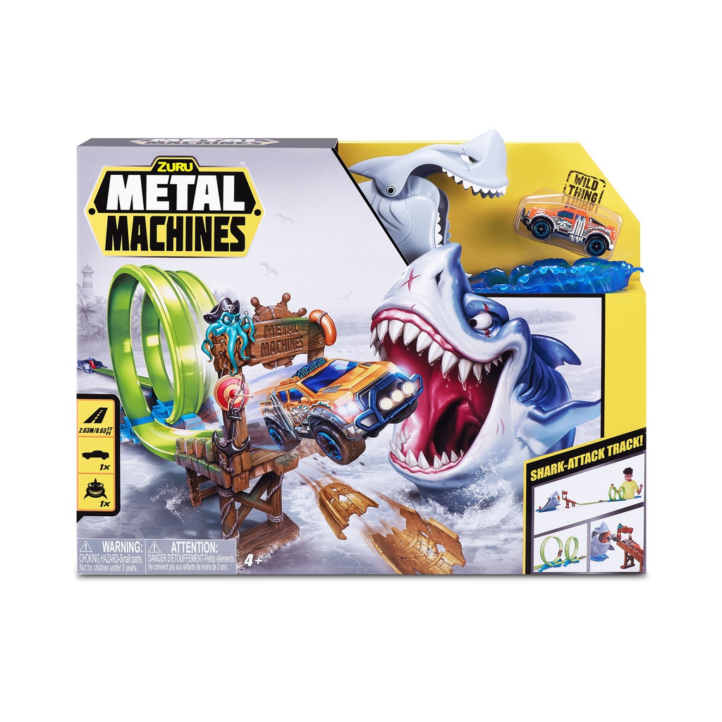 STAT ZURU 6760 Metal Machines - Spielset Haiangriff Rennbahn + Auto