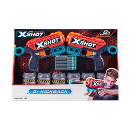 [36202] X-Shot Excel Double Kickback Foam Dart Blaster Combo Pack (8 Darts 6 Cans) 