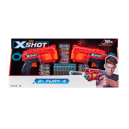 [36329] X-Shot Excel Double Fury 4 Combo Foam Blaster Pack (16 Darts 3 Cans)