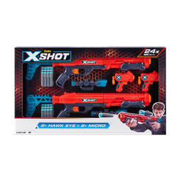 [36278] X-Shot Excel Double Hawk Eye and Double Micro Foam Dart Blaster Combo Pack (24 Darts) 