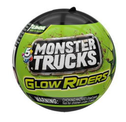 [77266GQ2] 5 SURPRISE Monster Trucks Glow Riders Series 2 Mystery Collectible Capsule 